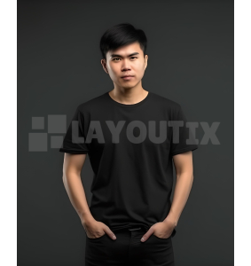 Maquette T-Shirt Noir - Avec Modèle Homme