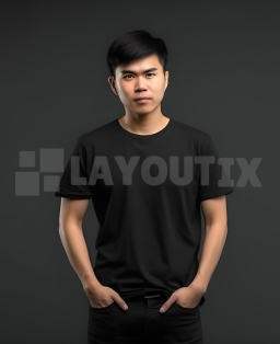 Mockup di maglietta nera - con modello uomo
