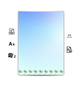 Bedruckbares Briefpapier PDF - Hellblau mit Palmen