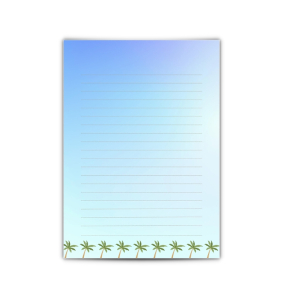 Bedruckbares Briefpapier PDF - Hellblau mit Palmen