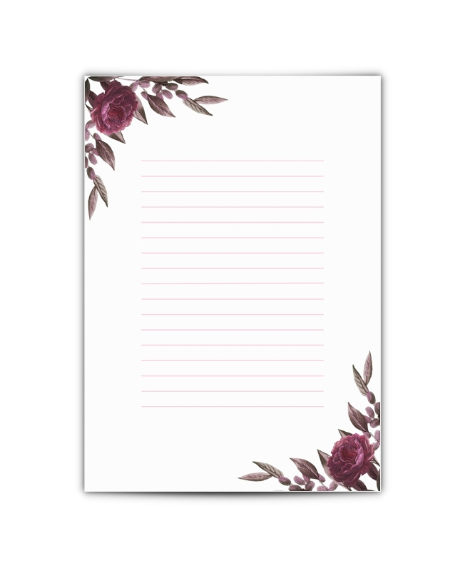 Printable Stationery PDF - Red Roses