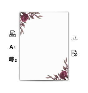 Printable Stationery PDF -  Red Roses
