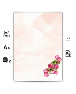 Papeterie imprimable PDF - Rose avec des roses