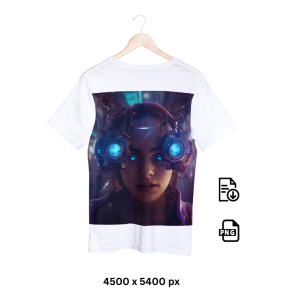 Design di maglietta per POD - Donna cibernetica del futuro