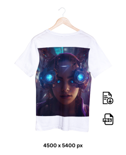 Design di maglietta per POD - Donna cibernetica del futuro
