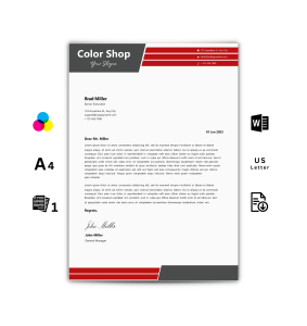 Letterhead Template Word - Red & Grey