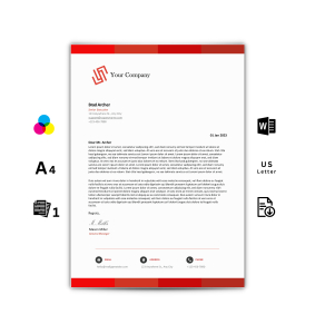 Customizable and Attractive Letterhead Template for Microsoft Word in Vivid Red