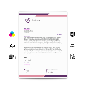 Stylish purple and pink letterhead for wedding planner and events