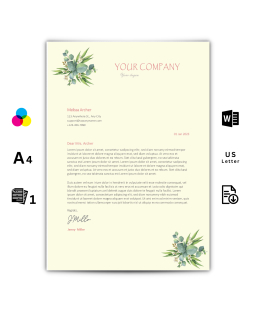 Professional template for wedding and event documents: Floral motif in soft pink