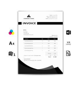 Invoice Template Word - Black Rechnungsvorlage Word - Schwarz