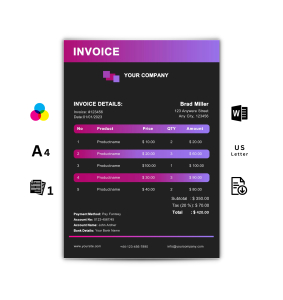 Invoice Template Word - Purple and Pink