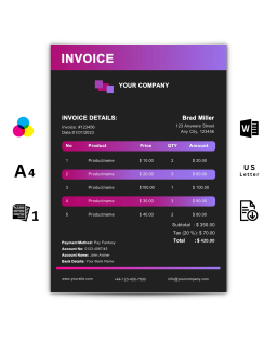 Invoice Template Word - Violet et rose
